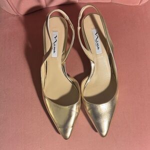 Gold Slingback Heels - 11W